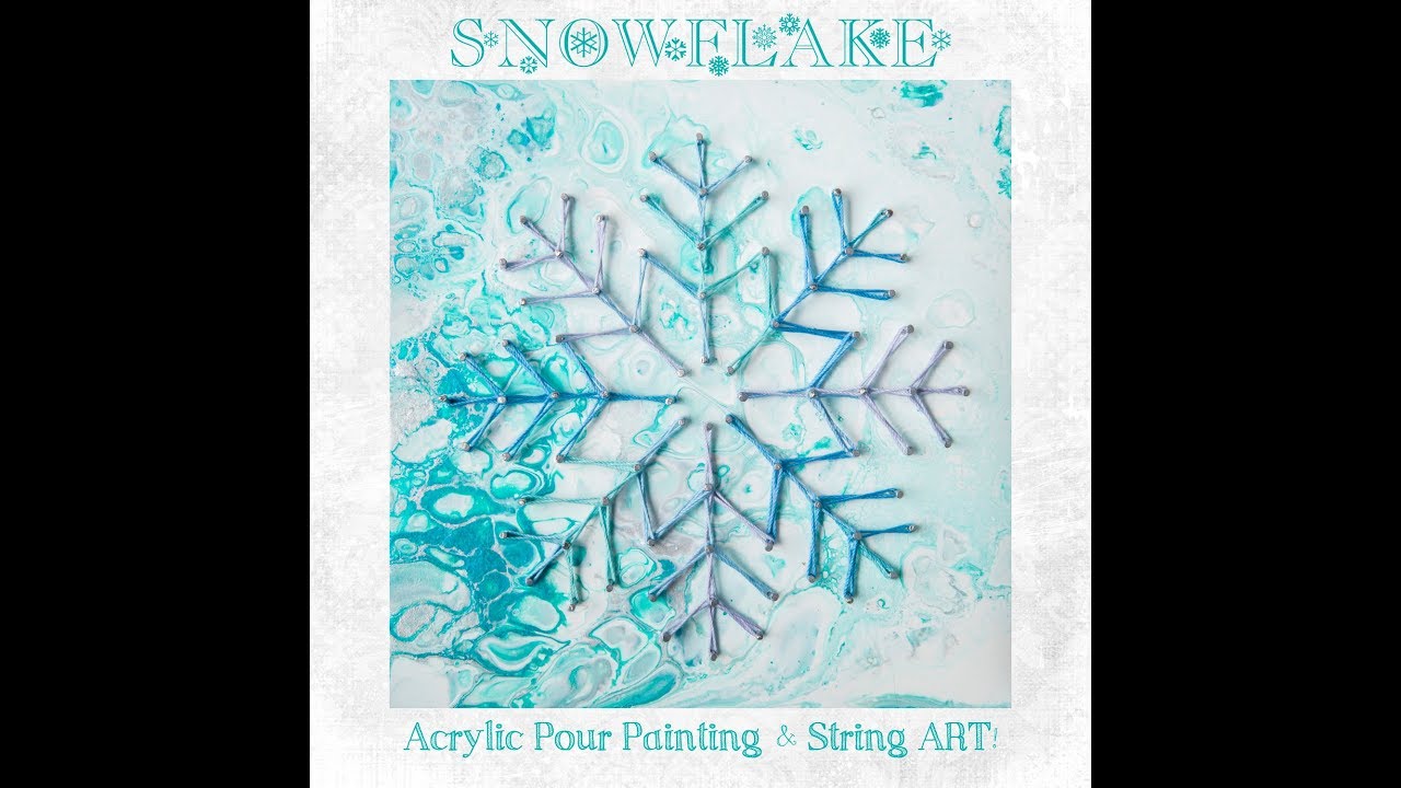 (93) Snowflake Acrylic Pour String ART!!