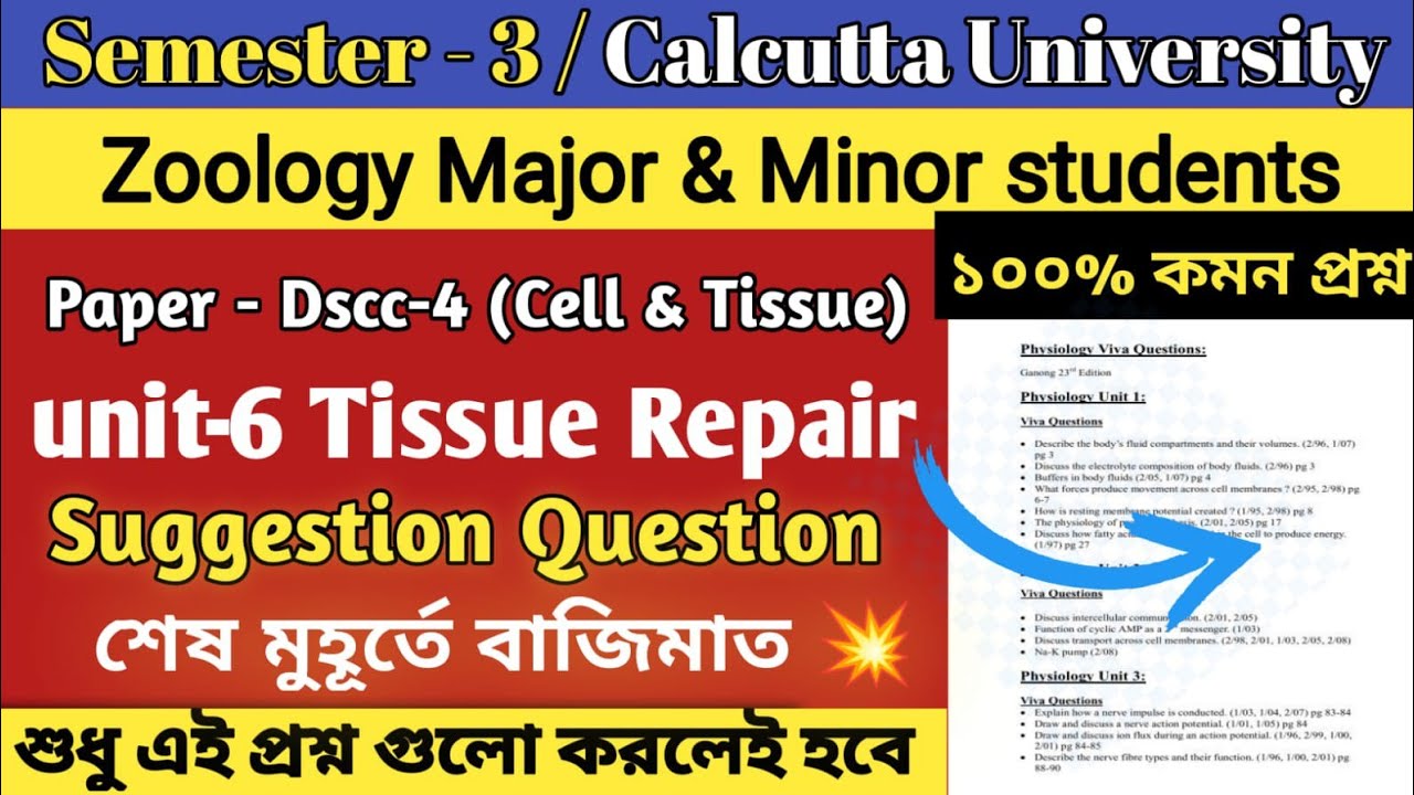 Tissue paper suggestion unit-6 Tissue repair #zoology #calcuttauniversity #zoologynotes #semester1