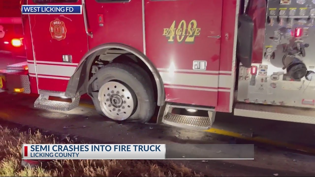 Crash involving semi-truck leaves Licking County fire department one engine down
