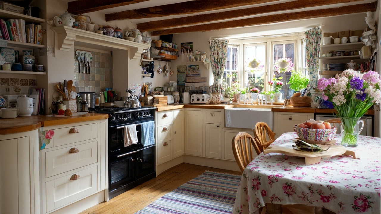 Middle Class Kitchen Decorating Ideas with English Cottage Spring Style