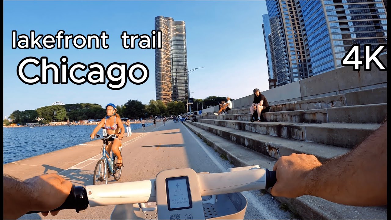 Most beautiful bike trails in the world | Chicago lakefront trail 4K resolution