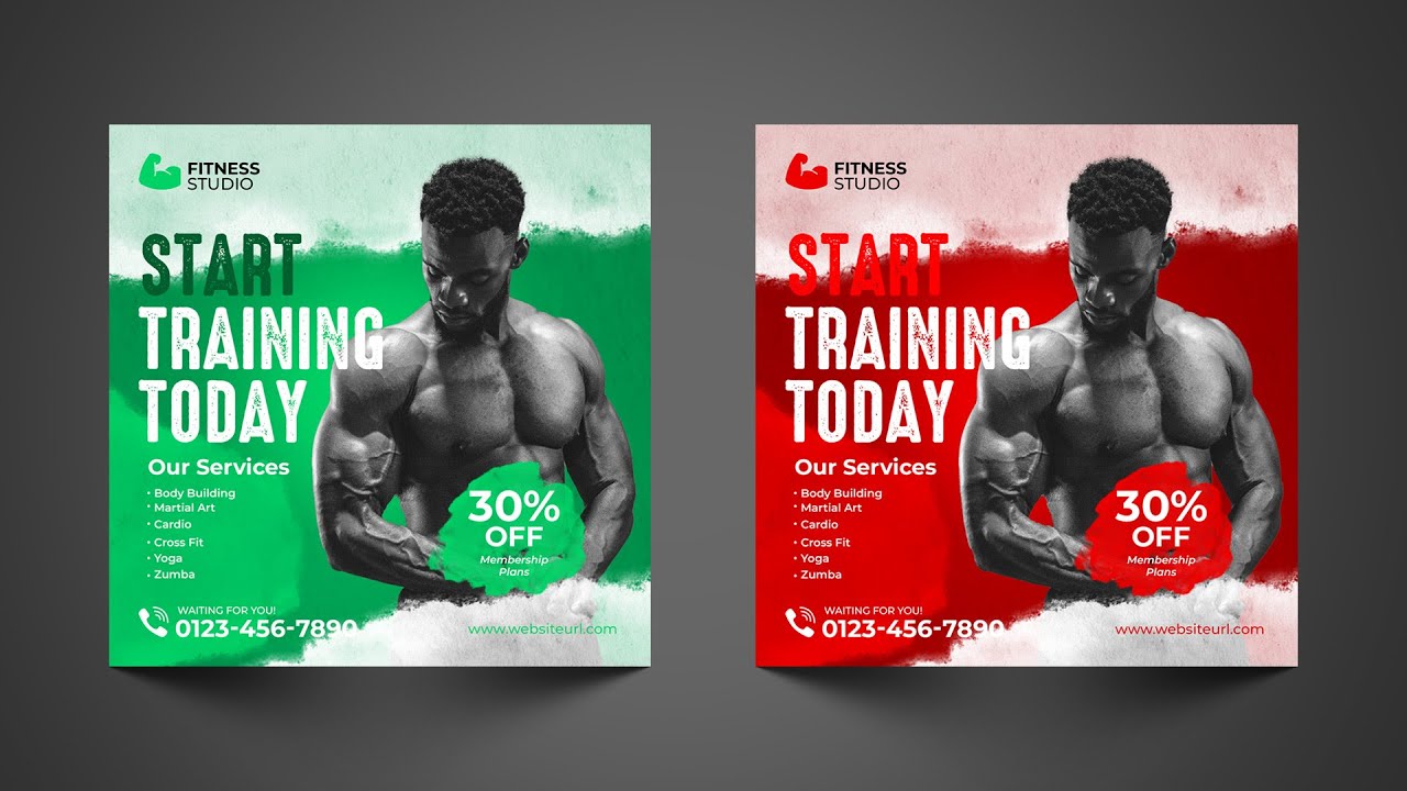 Fitness Social Media Post Design in Photoshop CC 2024 | Social Media Ad Design