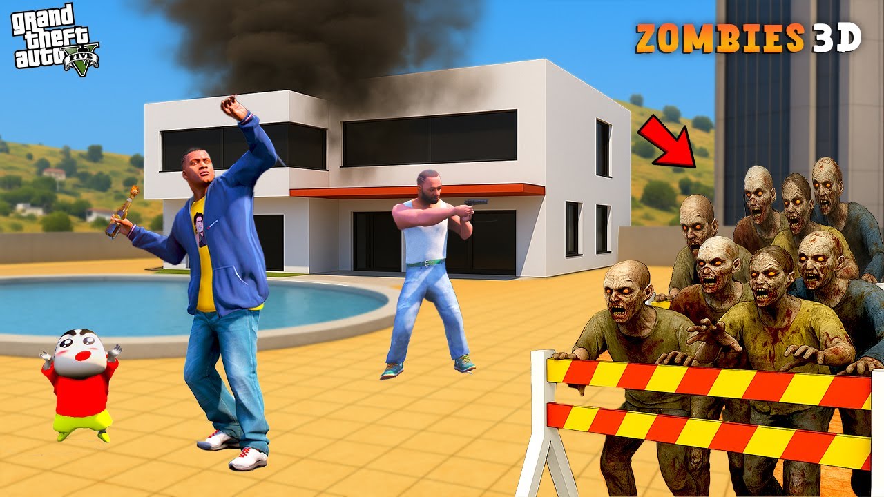 Shinchan and Franklin Try To Escape From Zombies  to Indian Bike Driving 3D In GTA 5 | Paradox FTW