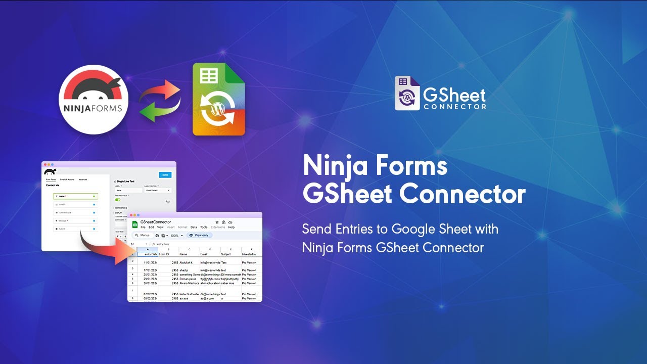 Introducing Ninja Forms Google Sheet Connector for WordPress based Ninja Forms - by GSheetConnector