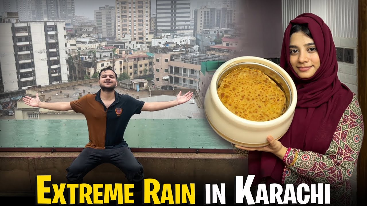 Barish mein Building ke rooftop pohanch gaye enjoy karnay😍| Momina ne Aloo ke parathay bana liye❤️