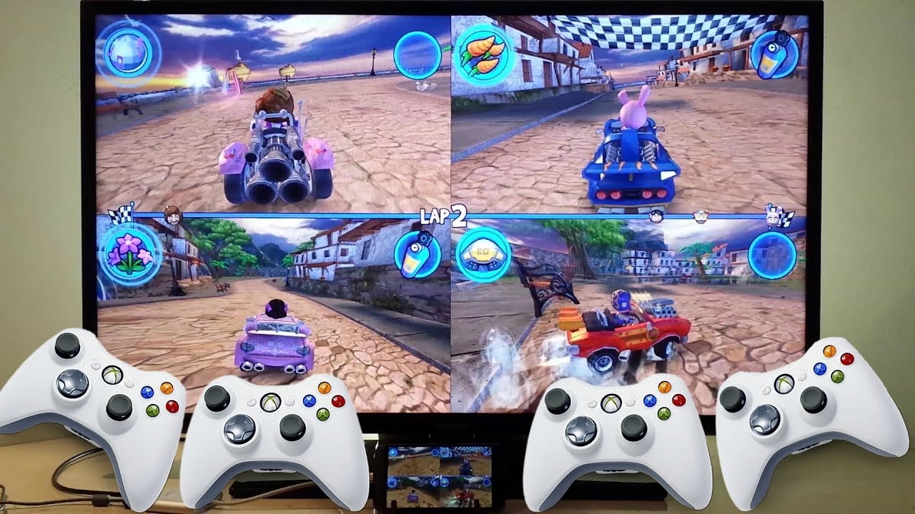 Beach Buggy Racing LG G5 HDMI out 4 Xbox 360 controllers 1080p TV multiplayer Android smartphone