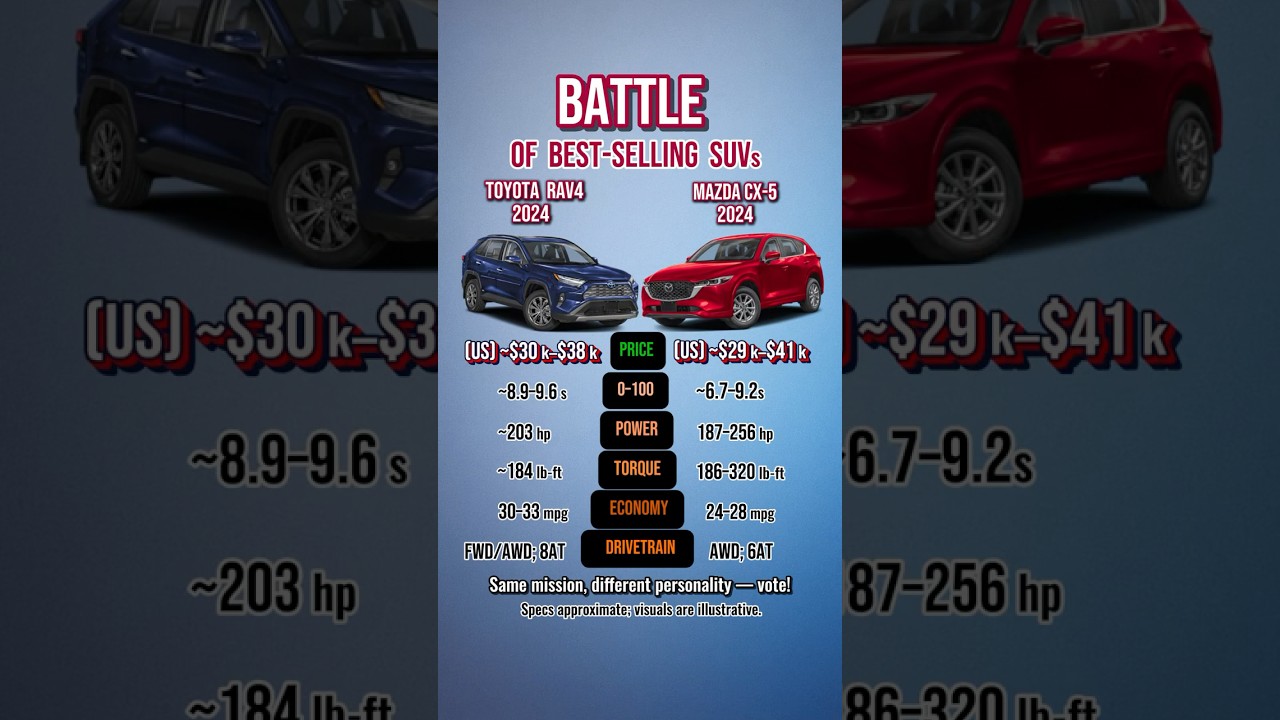 Battle of Best-Selling SUVs &mdash; RAV4 vs CX-5