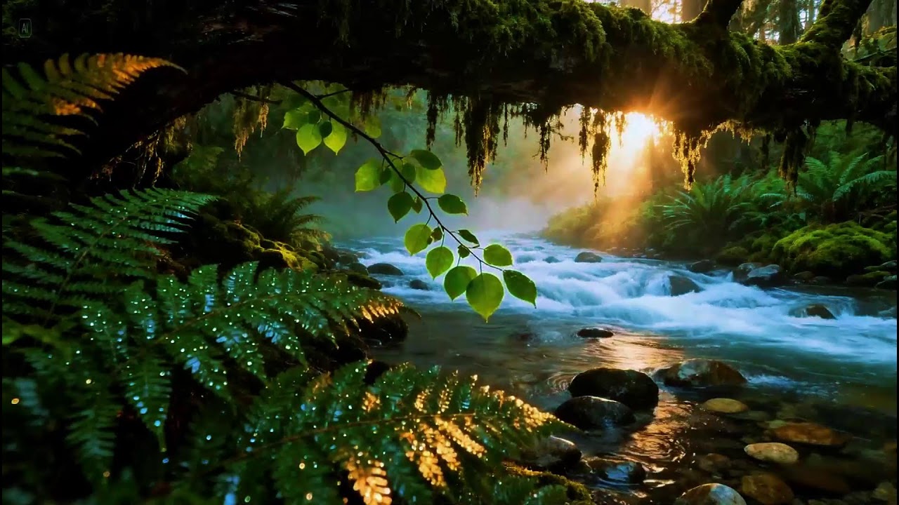 Deep Calm Forest Ambience | Gentle River Stream Ambience | Quiet Bird Chirping Nature Sounds