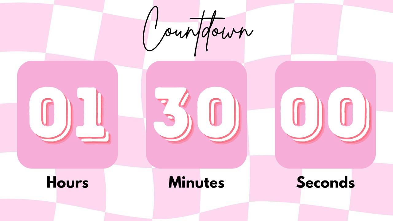 🌸 1 Hour 30 Minutes Silent Timer | Cute Ending Alarm | Pastel Pink Aesthetic | Study & Focus ✨ 4K