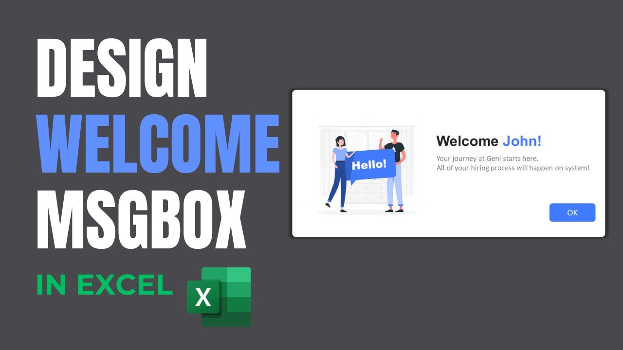 Design Welcome message in excel | Vba Excel