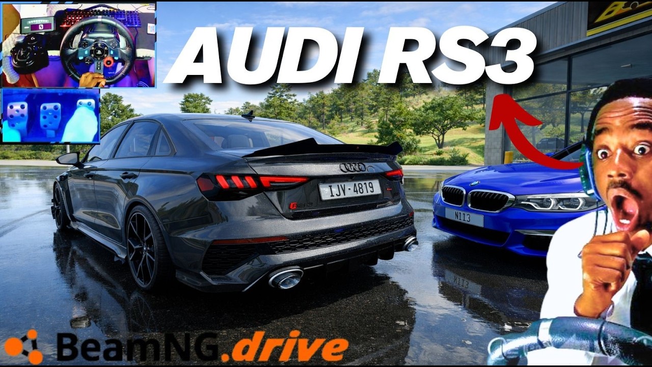 Колонна Audi RS3 и BMW M5 превратилась в хаос | Онлайн-мультиплеер с рулем BeamNG.Drive