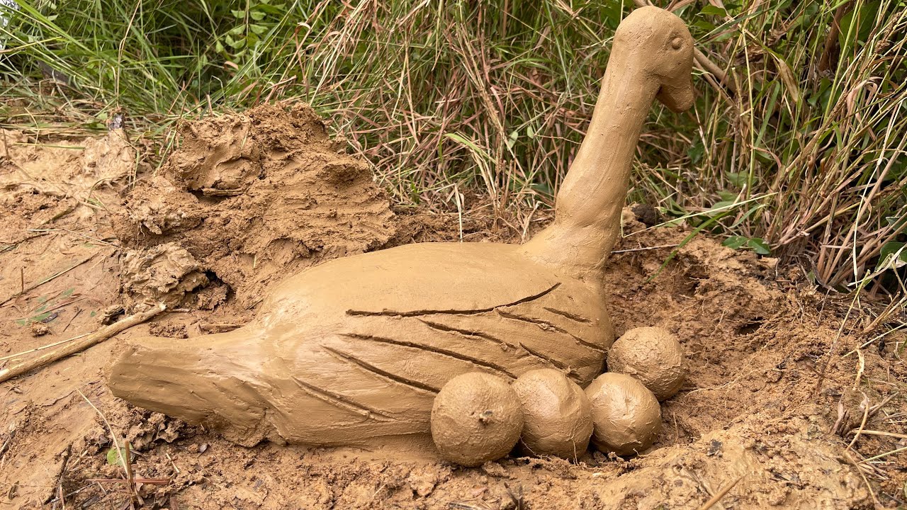 Clay Bird Nest Sculpture | Handmade Clay Art with Eggs . How To Make A Bird With Fore Egg By Clay.