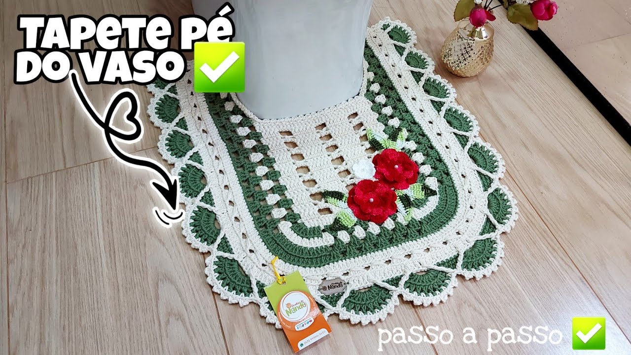 TAPETE PÉ DO VASO /JOGO DE BANHEIRO FLORAL 2021/VERSÃO 2 PASSO A PASSO POR @CrochedaNanda