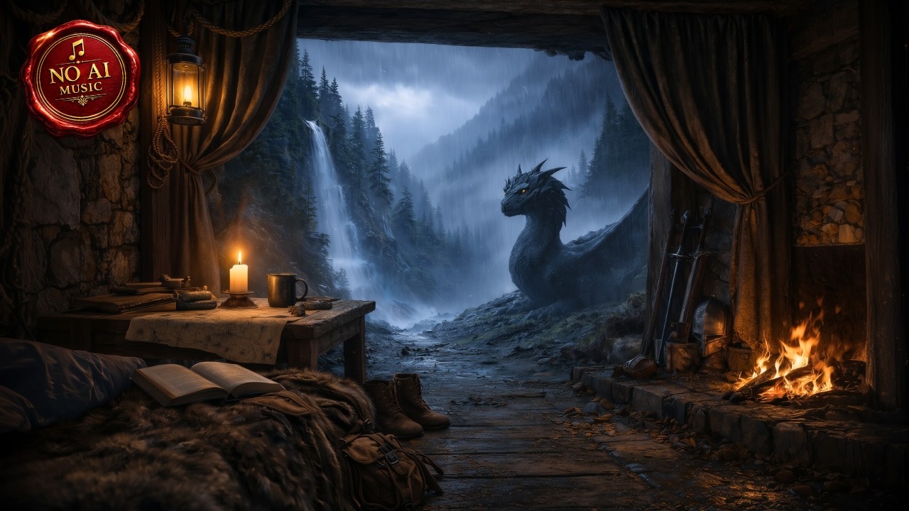 Sheltered from the Storm | Dark Fantasy Music & Rain Ambience for Reading, Writing & Sleep