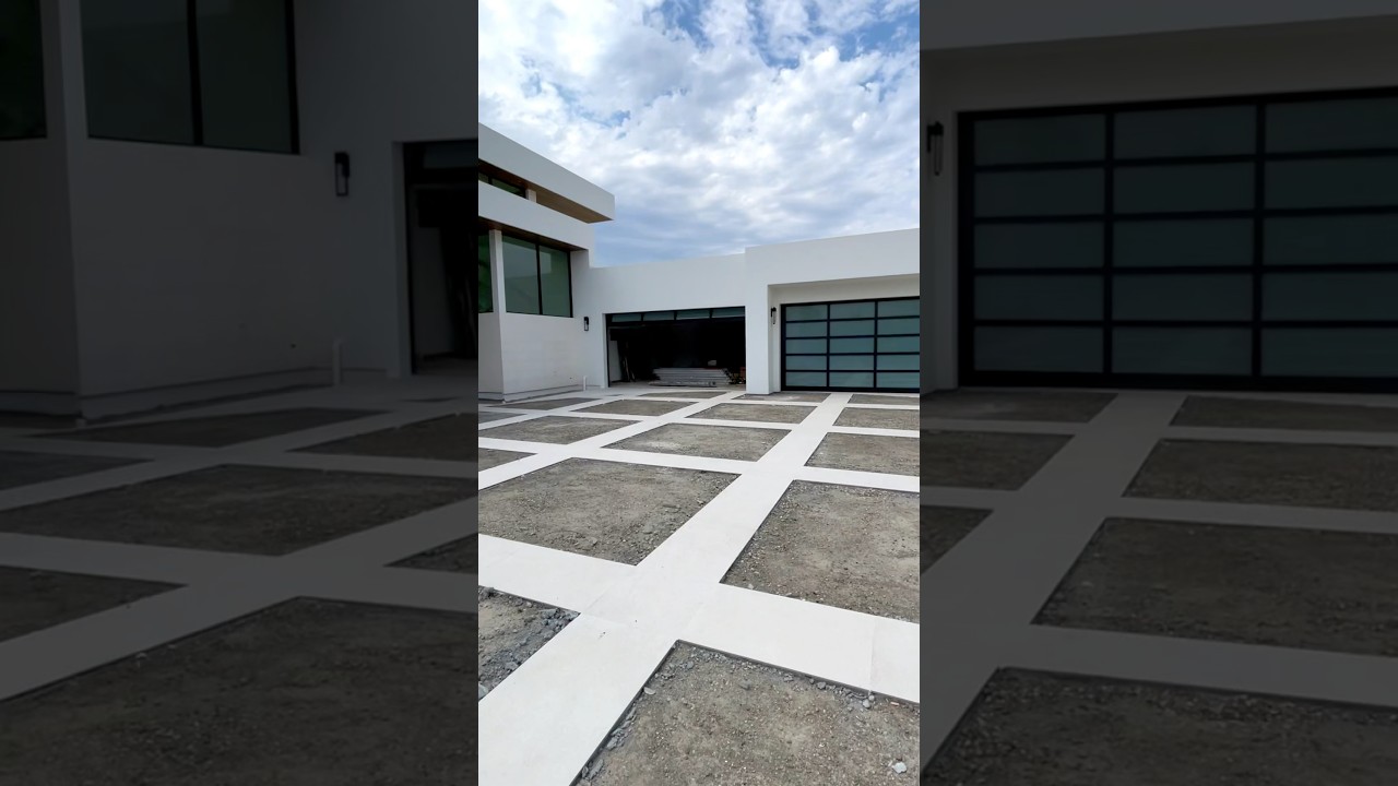 The cleanest driveway design! 🔥 #luxuryhome #frontyard #driveway #turf