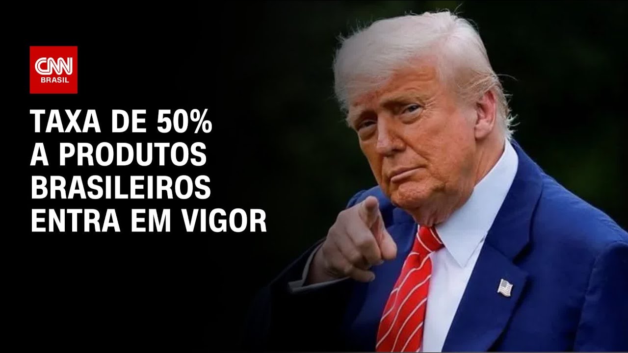Tarifa&ccedil;o de Trump: al&iacute;quota de 50% a produtos brasileiros entra em vigor | CNN NOVO DIA