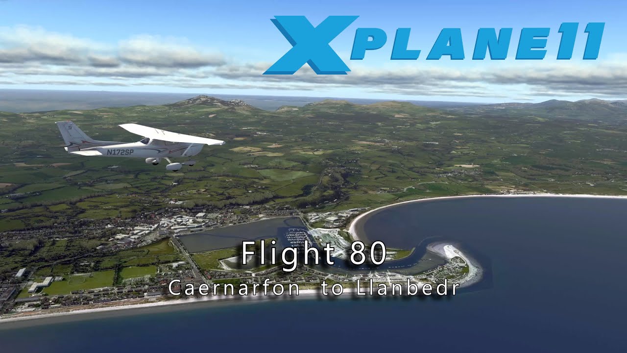 Flight 80: Caernarfon to Llanbedr, with X-Plane 11.55 & Orbx True-Earth Great Britain scenery.