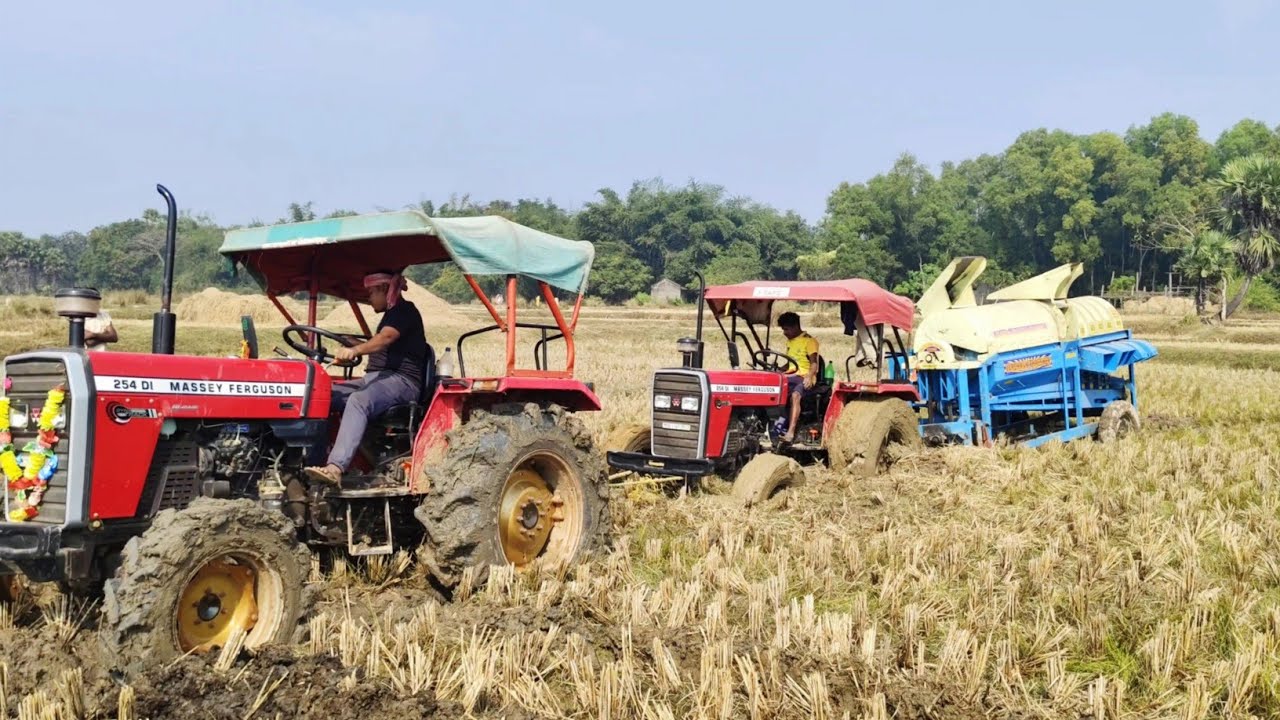 Verdhman Threasher Stuck in Deep mud, Rescue By Massey Ferguson 254 4wd || Tractor Help