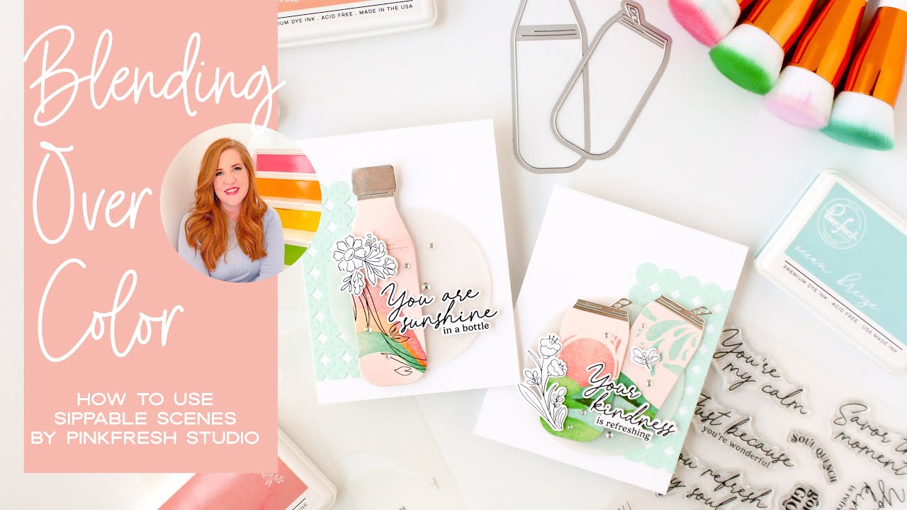 Ink Blending On Colored Cardstock - How To Use Sippable Scenes From PinkFresh Studio