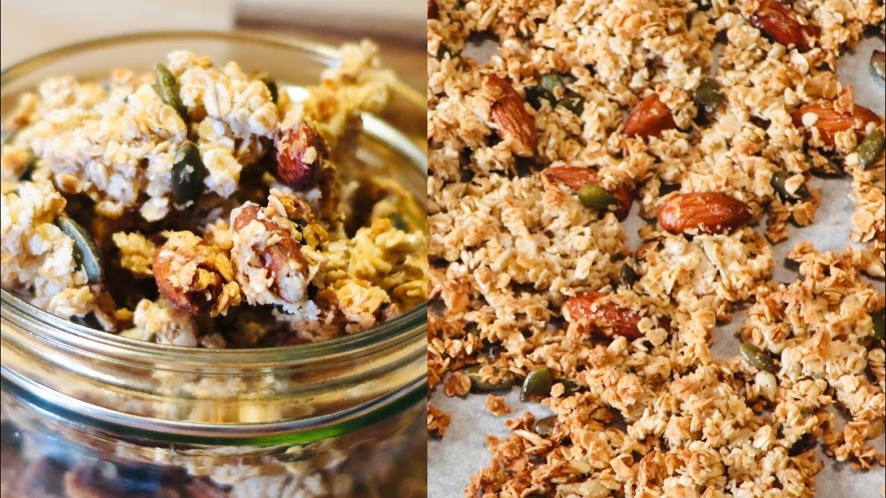 Gesundes Knusperm&uuml;sli Rezept M&uuml;sli selber machen OHNE ZUCKER das beste Granola Rezept