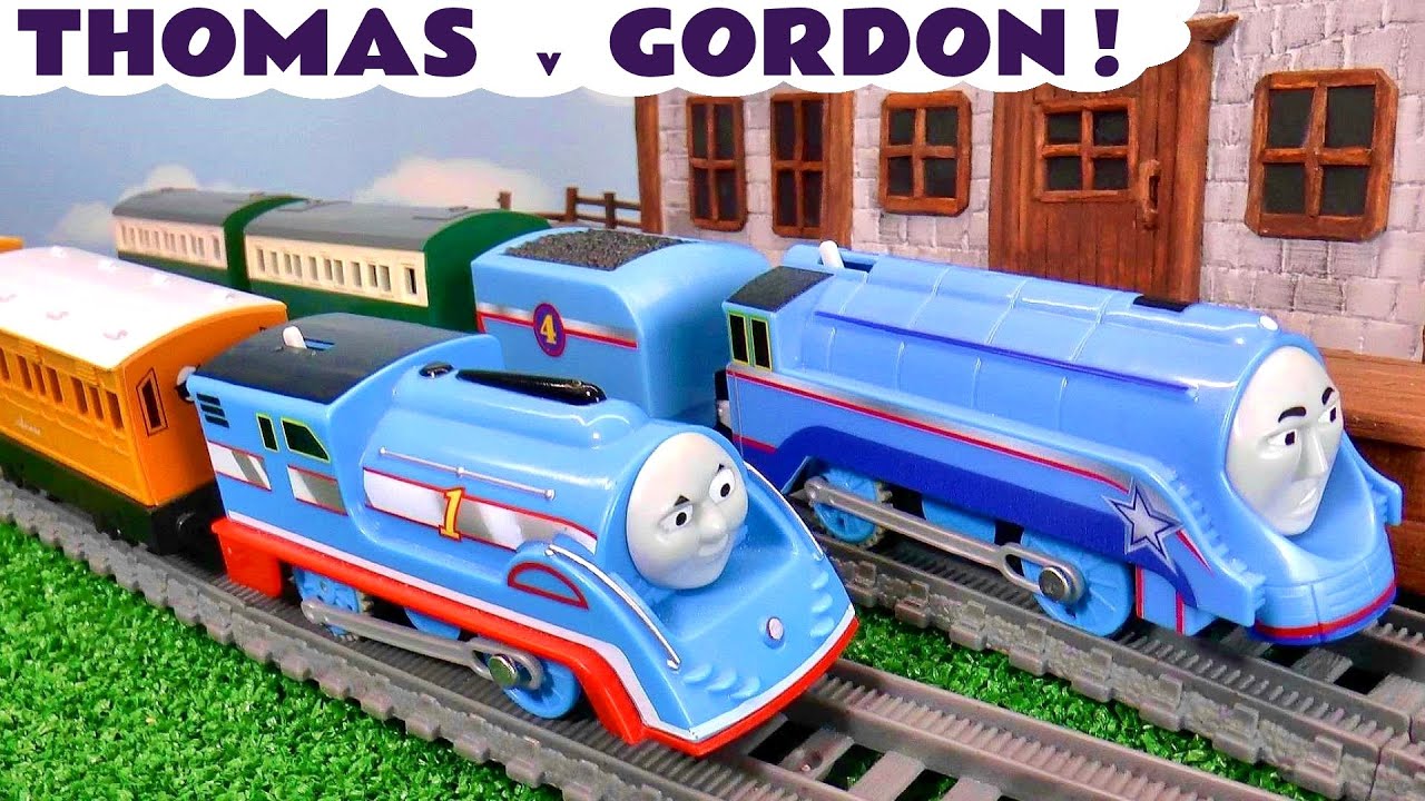 Thomas versus Gordon Toy Train Story with the Funlings