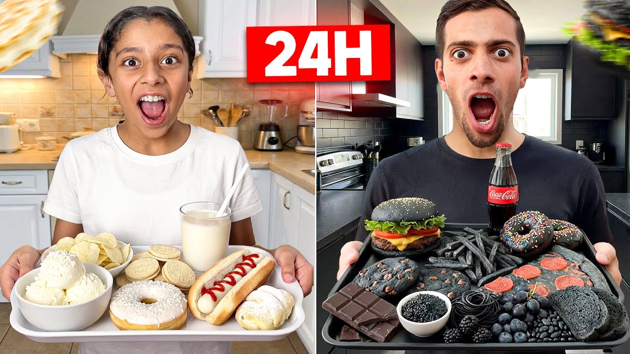 ON MANGE BLANC VS NOIR PENDANT 24H ! ( Meilleur vidéo)