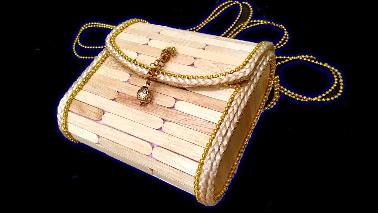 How To Make Handbag with Popsicle Sticks / Handbag making at home / ice cream stick craft