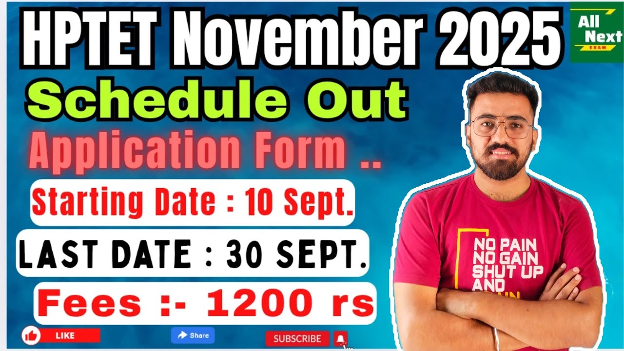 🔥HPTET Nov. 2025 || Schedule Out || Last Date ?? Fees 😥😥 #hptet 