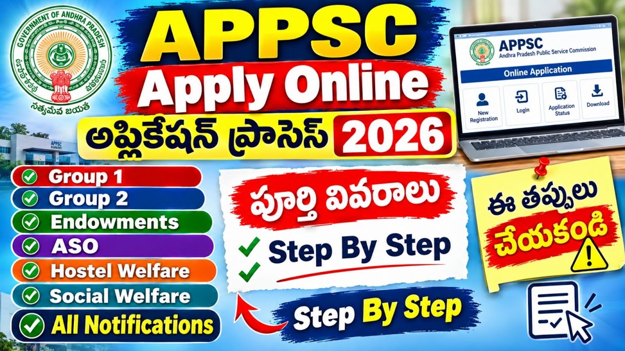 APPSC All Notifications 2026 Apply Online Application Step By Step Process in Telugu | Group 1&2 ASO