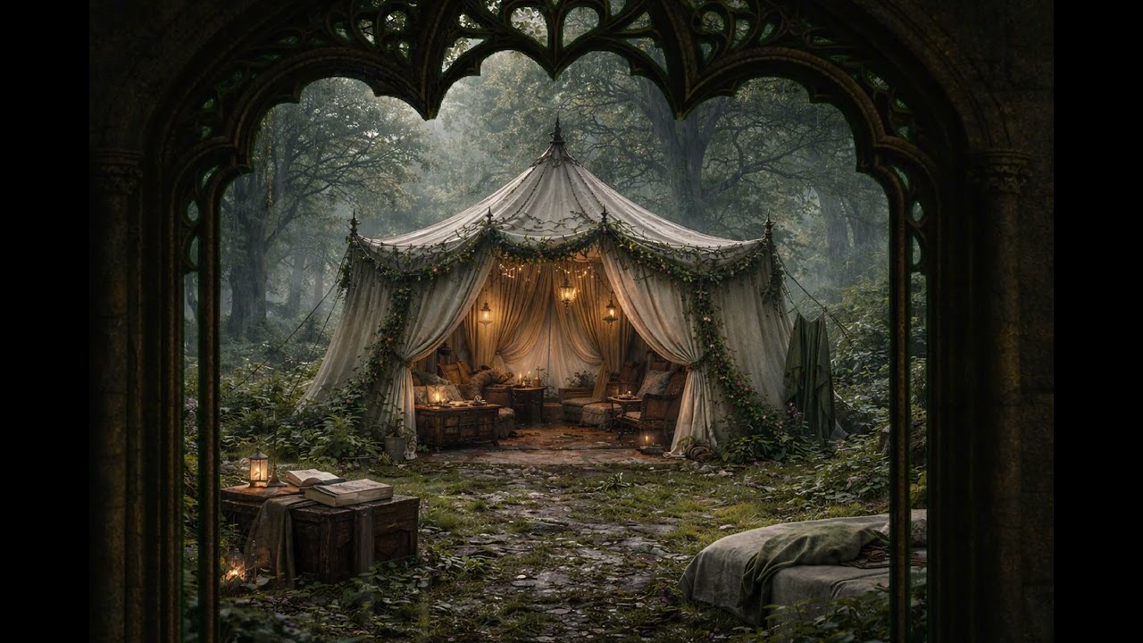 Elven  Window| 🌧Rain on Canvas Elven Tent| Cozy Forest Shelter for Sleep, Study & Relaxation