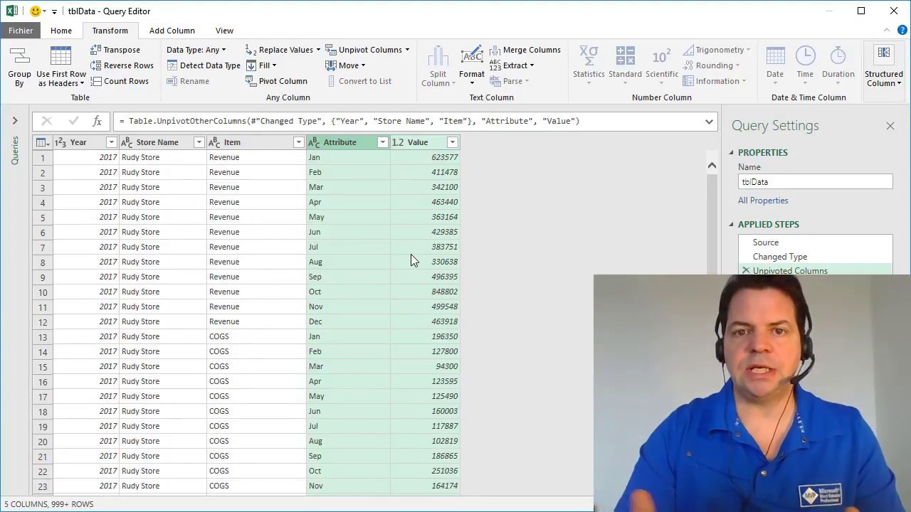 Best Practice with Excel - Unpivot columns with Power Query