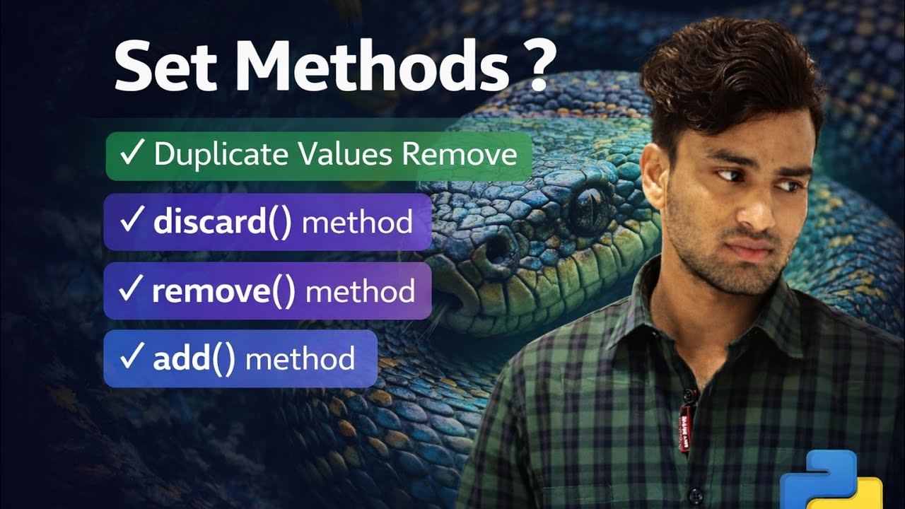 5 March 2026Python Sets Tutorial Telugu | add(), remove(), discard() Methods | Class 3