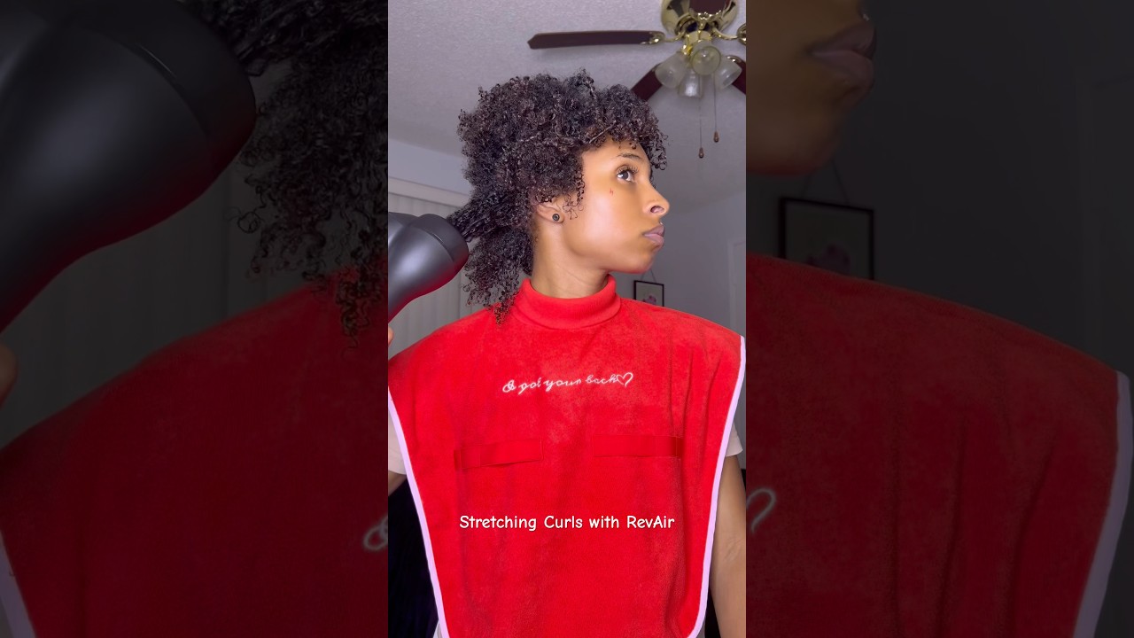 Stretching Washngo with RevAir ft Hair-bib ❤️🩵 #naturalhair #type4hair #hairbib