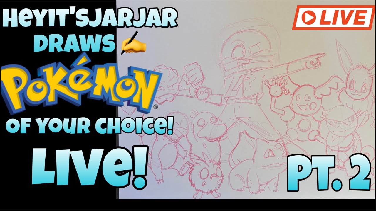 Hey Let’s Draw more Pokémon!! Pt.2 Livestream! #pokemon #drawingprocess #cartoons #drawing #chill