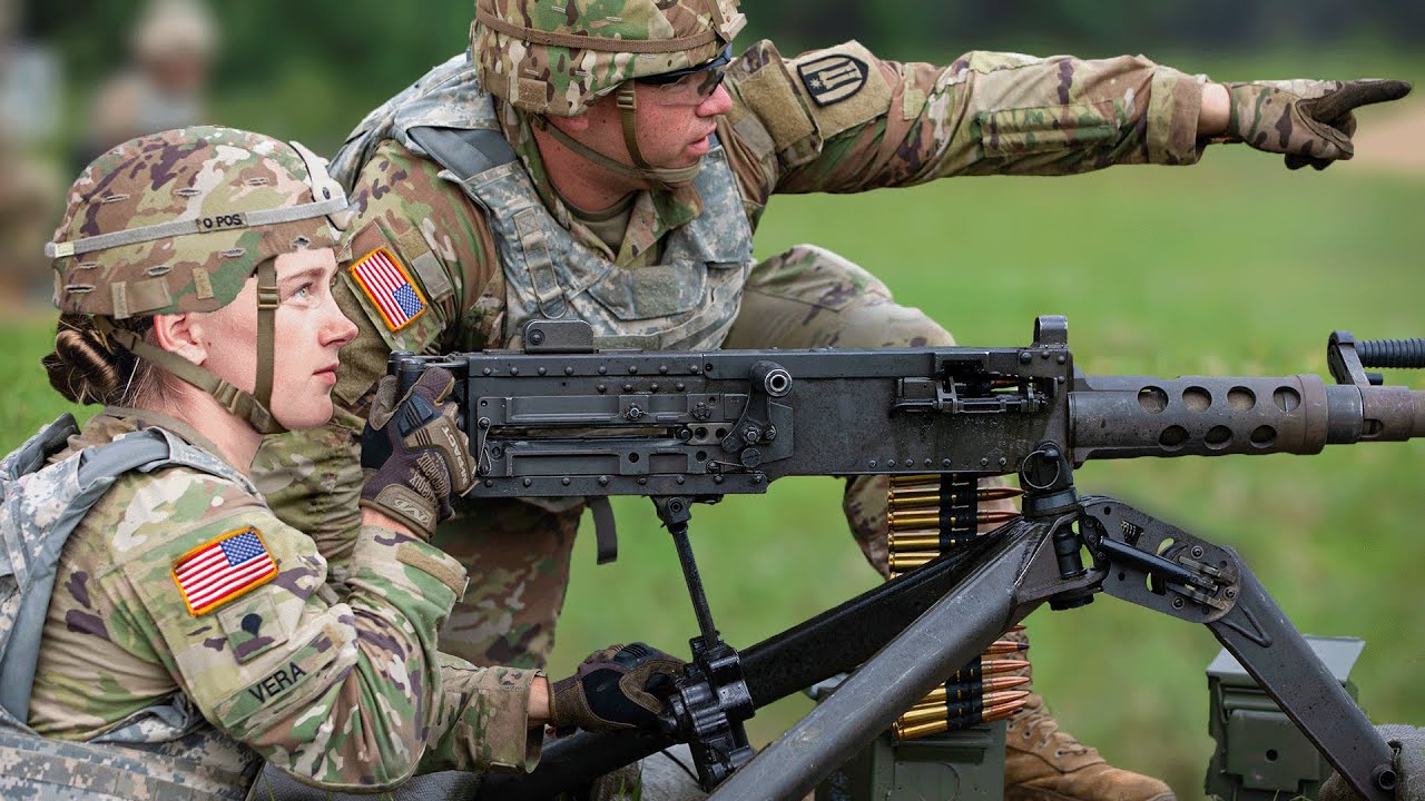 US Army Strongest Female Fires M240 & M2 50 Caliber Machine Gun