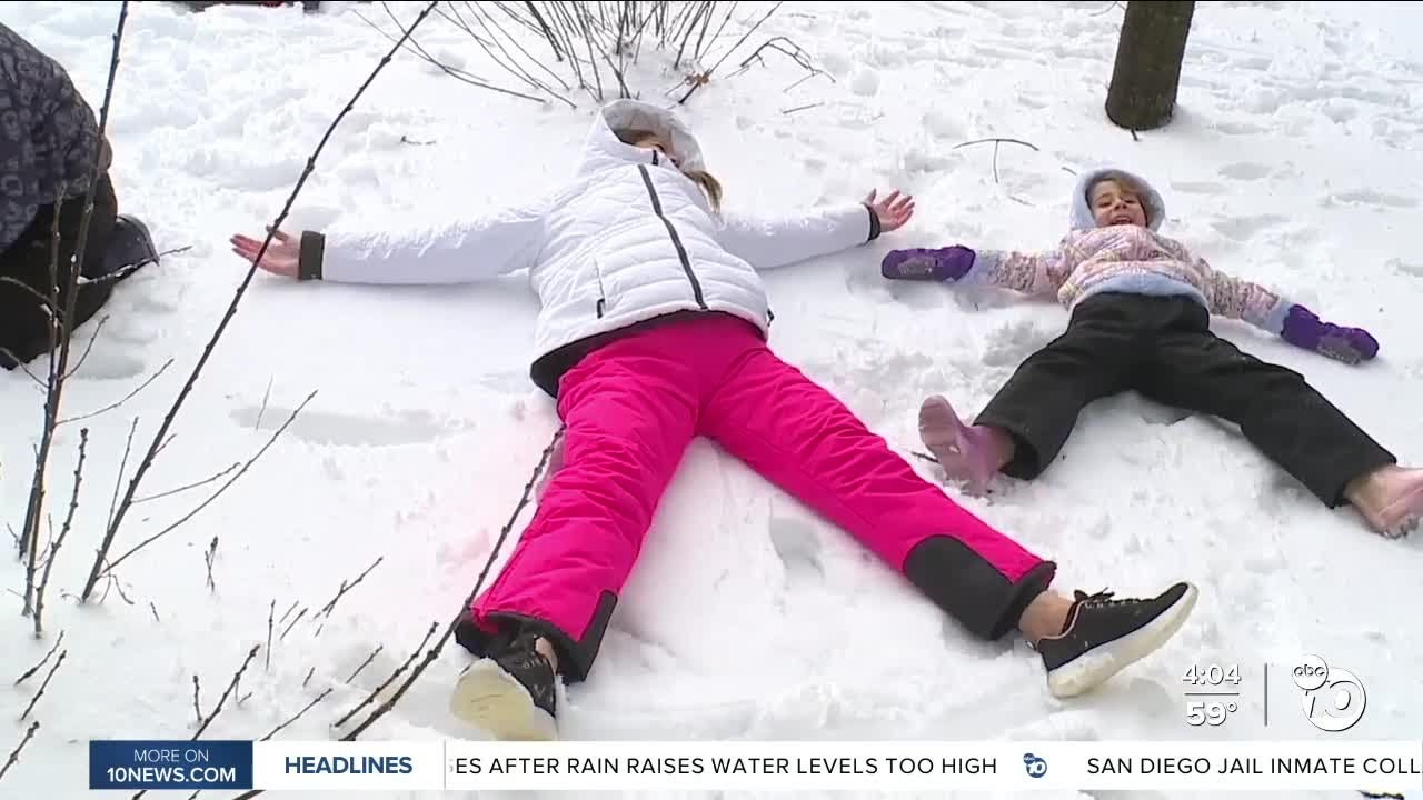 Families head to Mount Laguna for first snow of the season