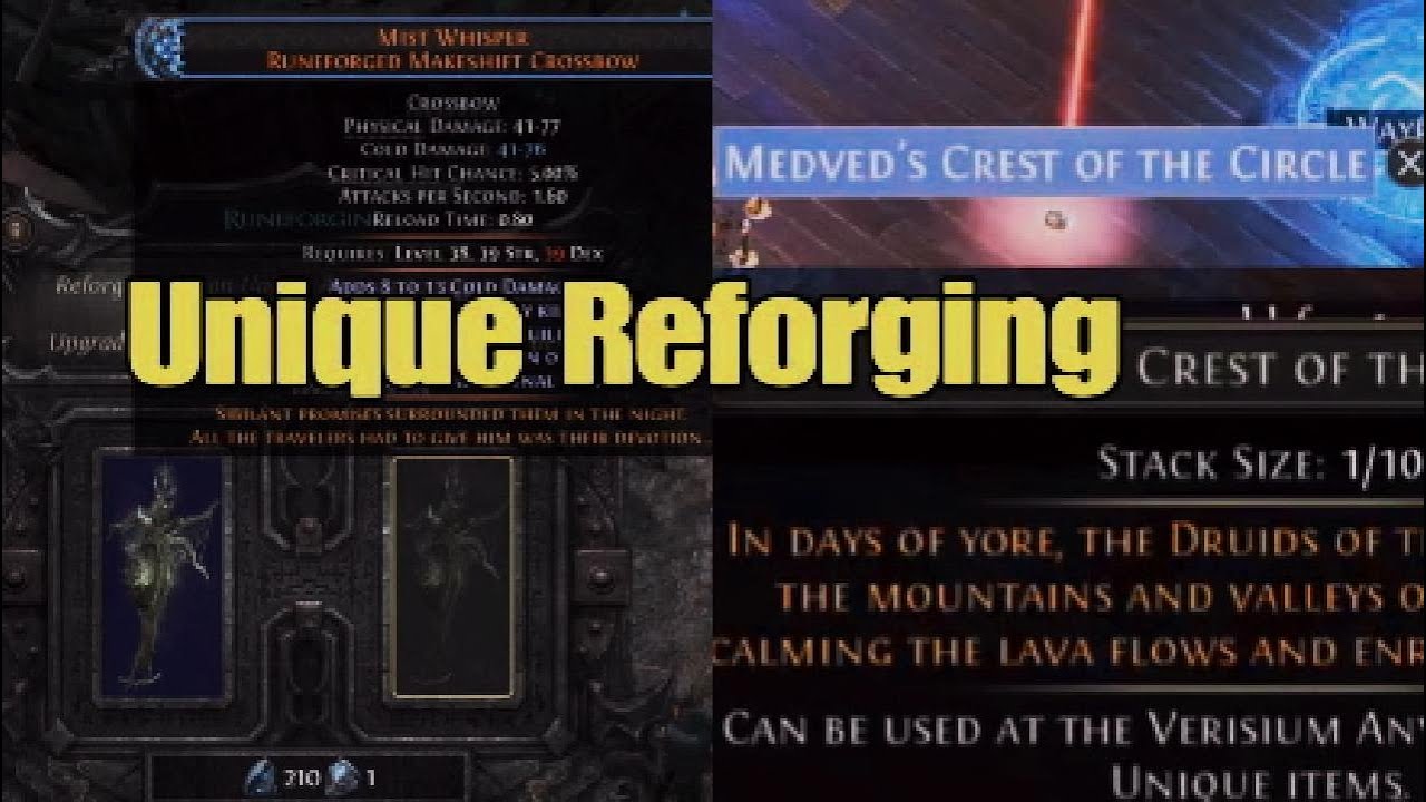 Path of Exile 2 How to Reforge Uniques Medved's Crest Feat. Widowhail, Mist Whisper, Black Sun Crest