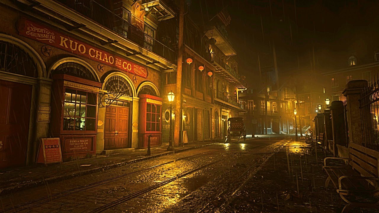 10 Hours Saint Denis Heavy Thunderstorm at Night RDR2 ASMR, NO ADS