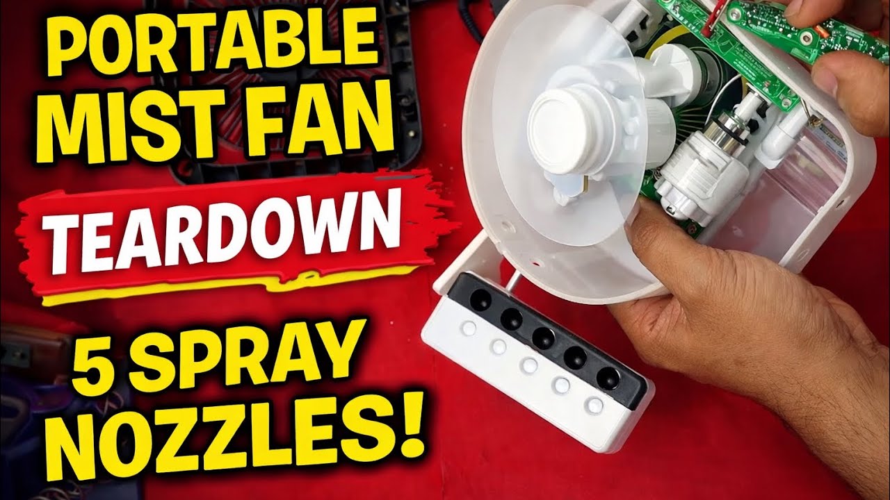 5 Nozzle Mist Fan Teardown 🔧 Portable 5V Cooling Fan Inside #video #diy #teardown