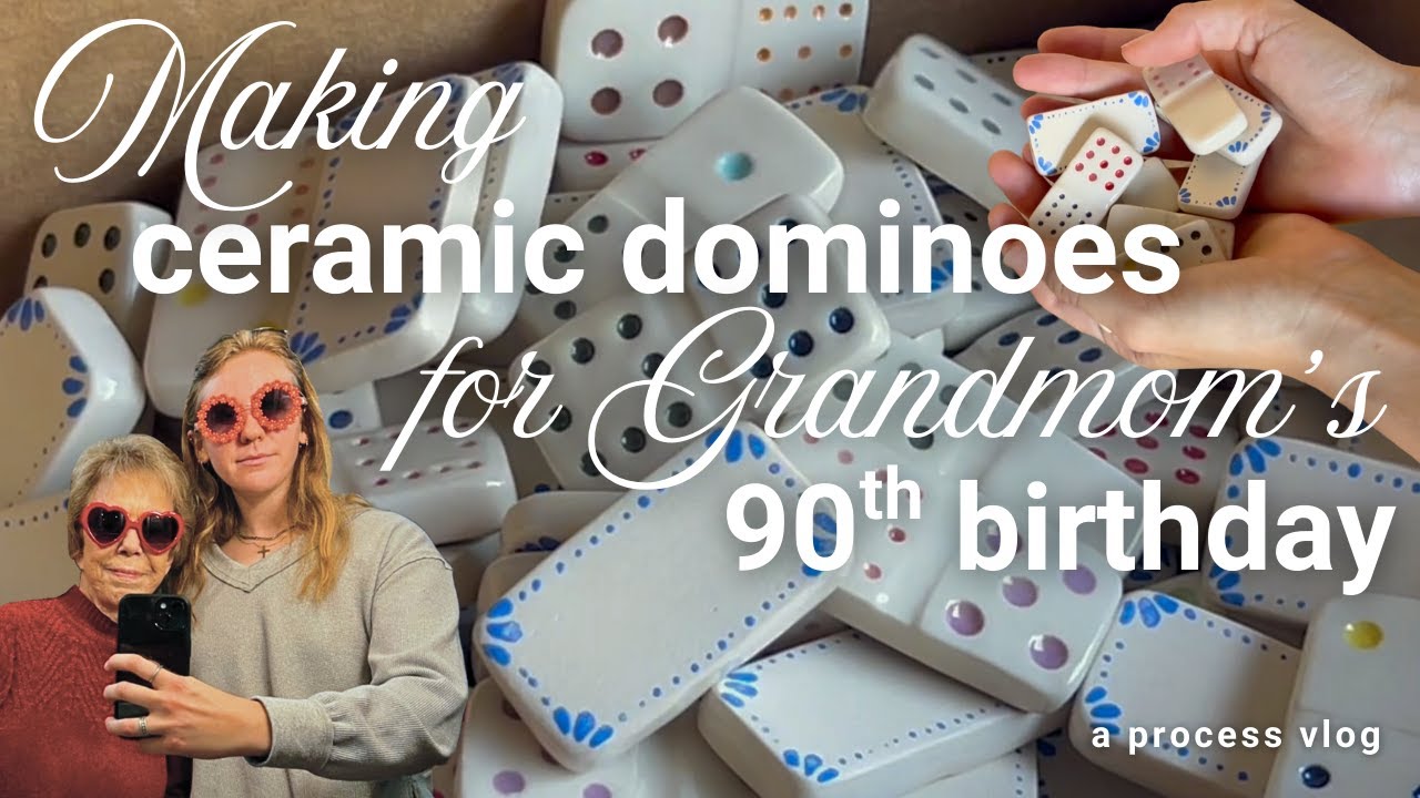 Making a ceramic dominoes set for Grandmom's 90th birthday - A process vlog 🁫