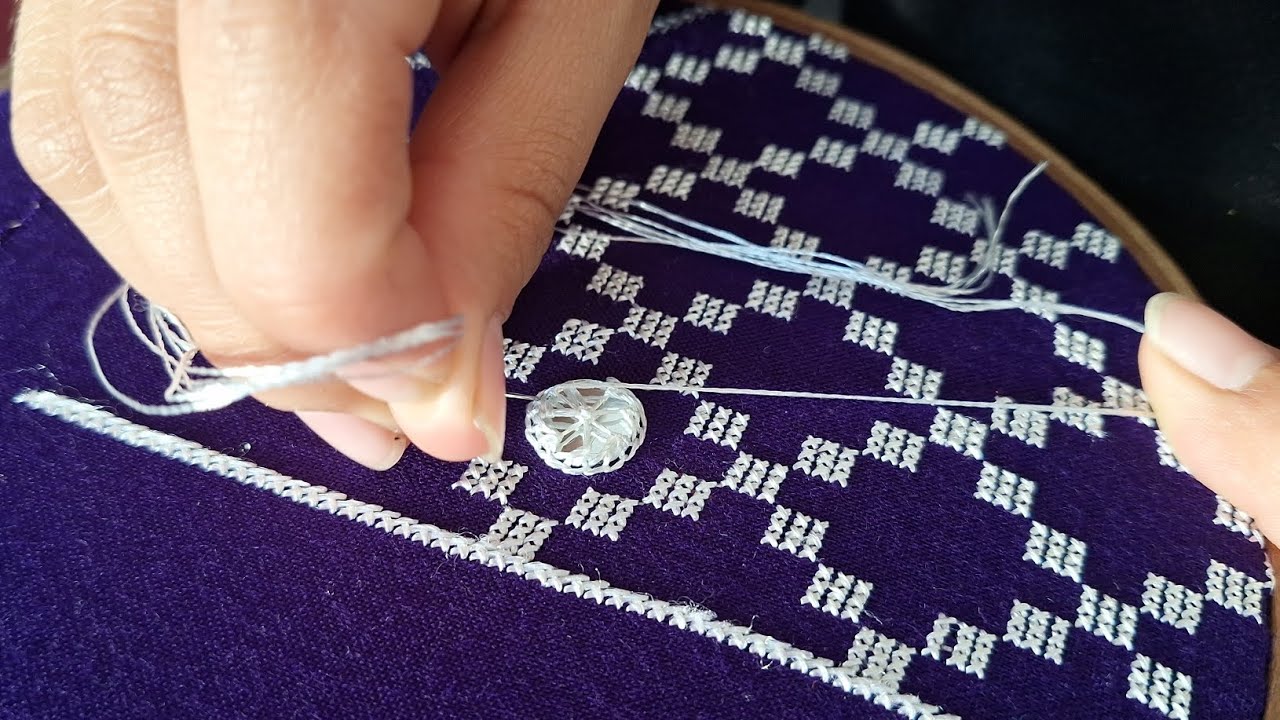 آسان‌‌ترین روش دوخت شیشه لباس شال هزاره‌گی #هزاره‌گی #صنایع دستی #handmade