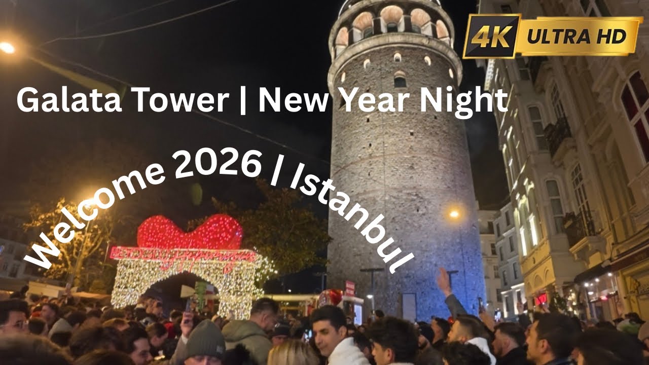 Happy New Year Night 2026 at Galata Tower | Istanbul Celebration 4K