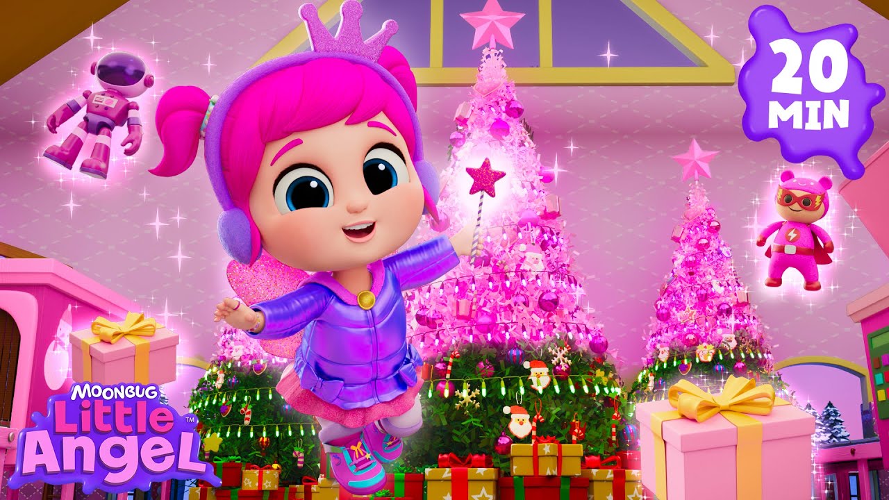 Santa’s Little Helper! 🎅💗 A Pink Christmas! | Little Angel Kids Songs & Nursery Rhymes
