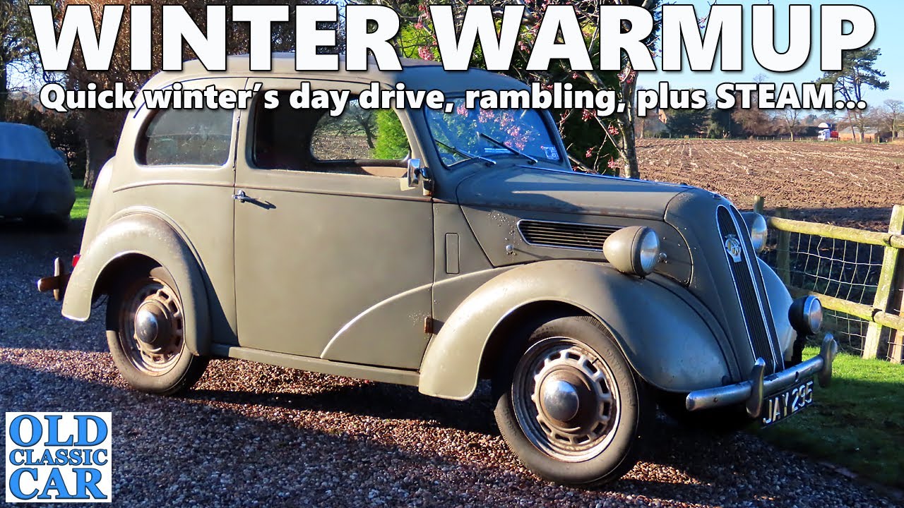 A winter drive in the Ford Anglia - cold start, warm-up, driving, rambling & steam | Classic car UK