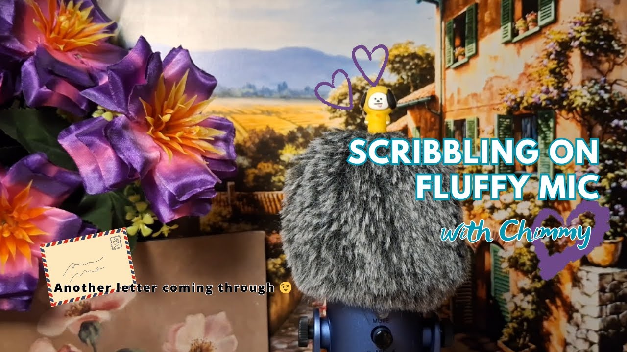 ASMR Aggressive Scribbling on fluffy mic (w mumbled whisper sounds 👄)