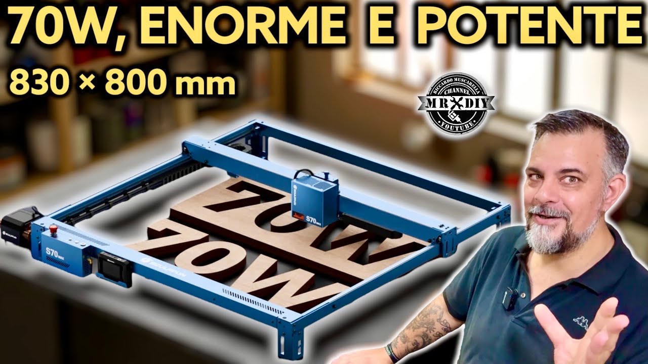 Incisore laser potente, grande e veloce da 70W 830 x 800mm. SCULPFUN S70 MAX. Incisione taglio laser