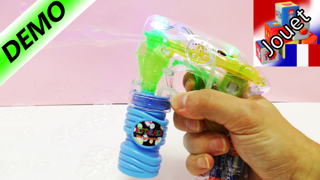 Pistolet à bulles de savon avec rayon lumineux! Tirer des bulles de savon lumineuses