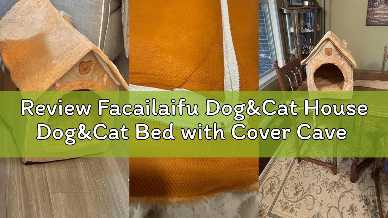 Review Facailaifu Dog&Cat House Dog&Cat Bed with Cover Cave with Non-Slip Bottom. (Brown Bear, Mediu