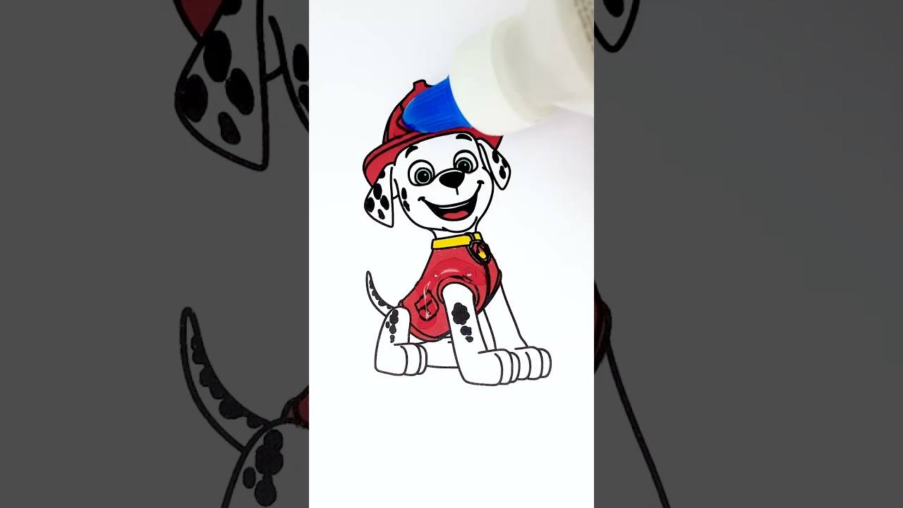 🚒 Marshall from Paw Patrol 🐶 DIY Glitter Art for Kids #glitter #coloring #kids #pawpatrol