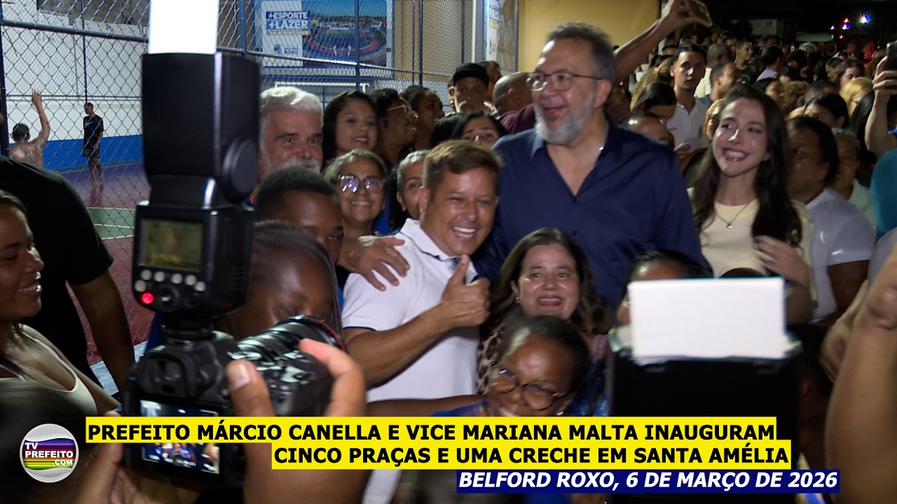 Prefeito Márcio Canella e vice Mariana Malta inauguram 5 praças e 1 creche em Belford Roxo